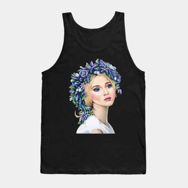 Girl with the Purple Flower Crown Tank Top by Lady Lilac